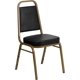 thumbnail image 3 of Songqin Trapezoidal Back Vinyl Stackable Banquet Chair, Multipurpose Stacking Chair with Padded Seat and Back, Black/Gold, 3 of 16