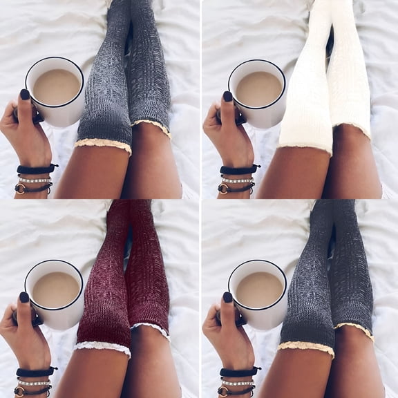 TELOLY Dress Boot Socks Winter Warm Crochet Knitted Lace Boot Cuffs Socks Short Leg Warmers For Women Gift