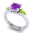 thumbnail image 2 of 2.50 Ct Round Shape Amethyst & Peridot Gemstone Unique Engagement Ring for her Solid 14K White Gold Size 6.5 by Diamond-Capitals, 2 of 8