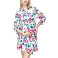 thumbnail image 3 of Wangsaura Maternity Robe, Flower Print V-neck Nightgown with Belt, Pocket, 3 of 10