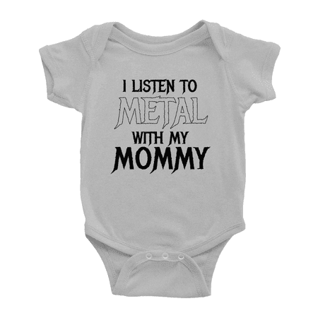 

I Listen to Metal with My Mommy Cute Newborn Infant Baby Girl Boys Romper