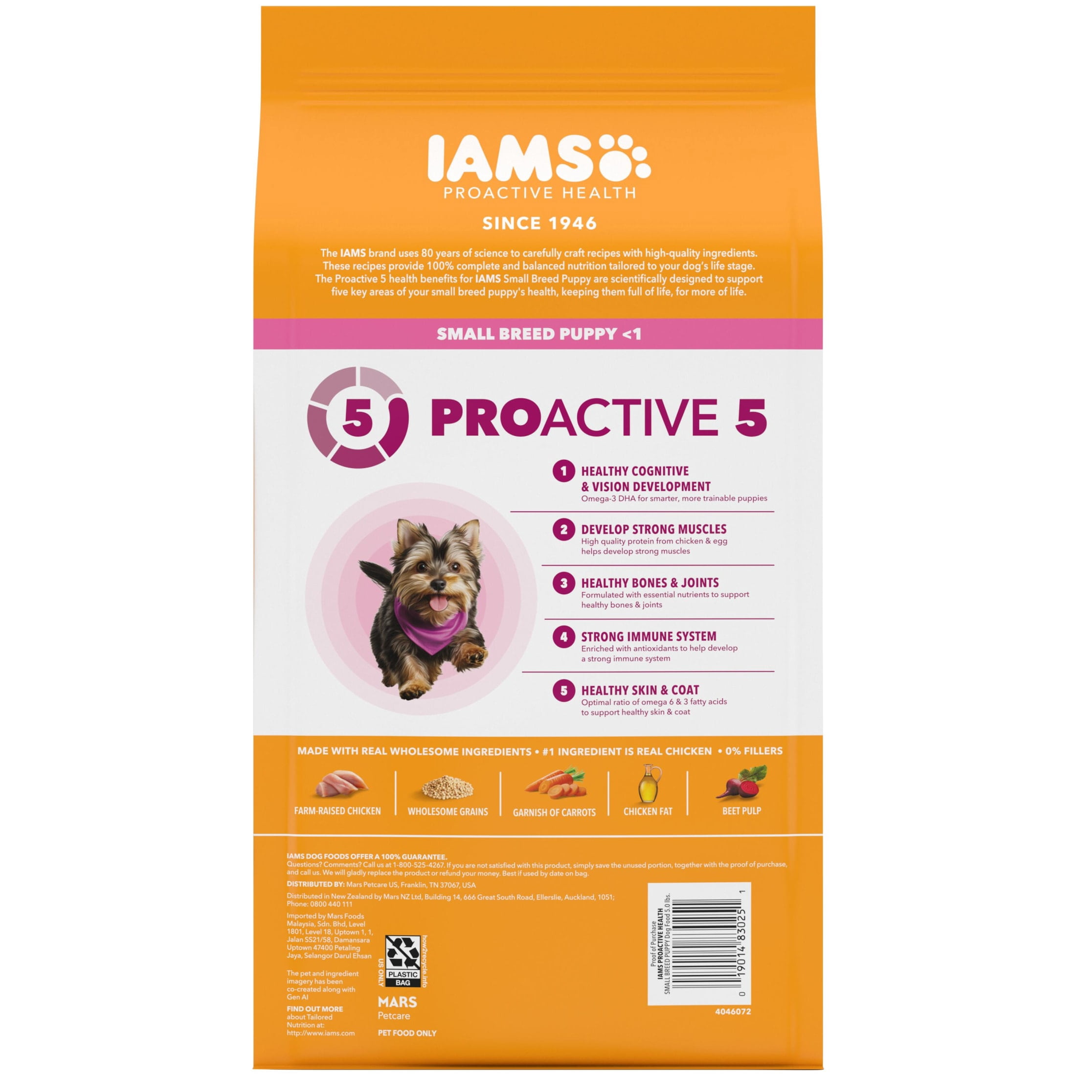 IAMS Proactive Health Healthy Puppy Chicken Recipe Small Breed Dry Puppy Food, (4) 5 Lb Bags