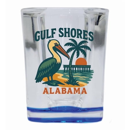Gulf Shores Alabama Vintage Design Souvenir 2 oz Square Shot Glass – Blue