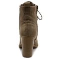thumbnail image 4 of Ollio Women's Shoes Faux Suede or Faux Leather Lace Up Stacked High Heel Ankle Boots SSB09, 4 of 5