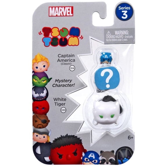 Marvel Tsum Tsum Series 3 Captain America & White Tiger Mini Figures, 3 Pack