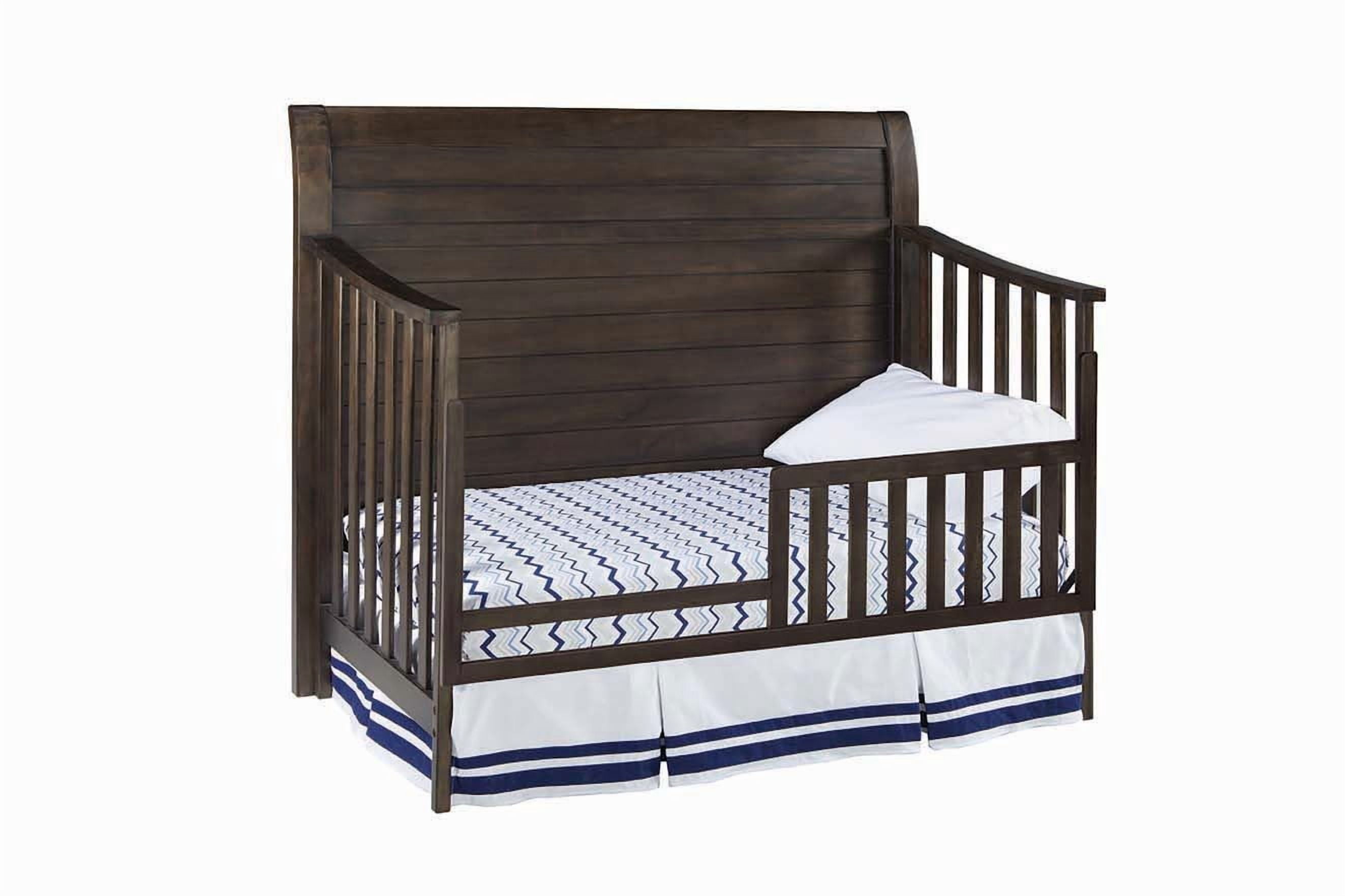 Pemberly Row Farmhouse Wood Toddler Guard Rail in River Rock Brown