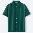 thumbnail image 4 of Bxsruta Men's Striped Knit Polo Shirt Short Sleeve Button Down Breathable Casual Summer Top, 4 of 6