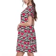 thumbnail image 2 of Honeii Hearts And Lines Print Women’s Short Sleeve Dress, Comfortable Casual Dress, Soft Polyester Spandex Blend, Stylish Everyday Wear for Summer, Perfect for Travel and Vacation, 2 of 6