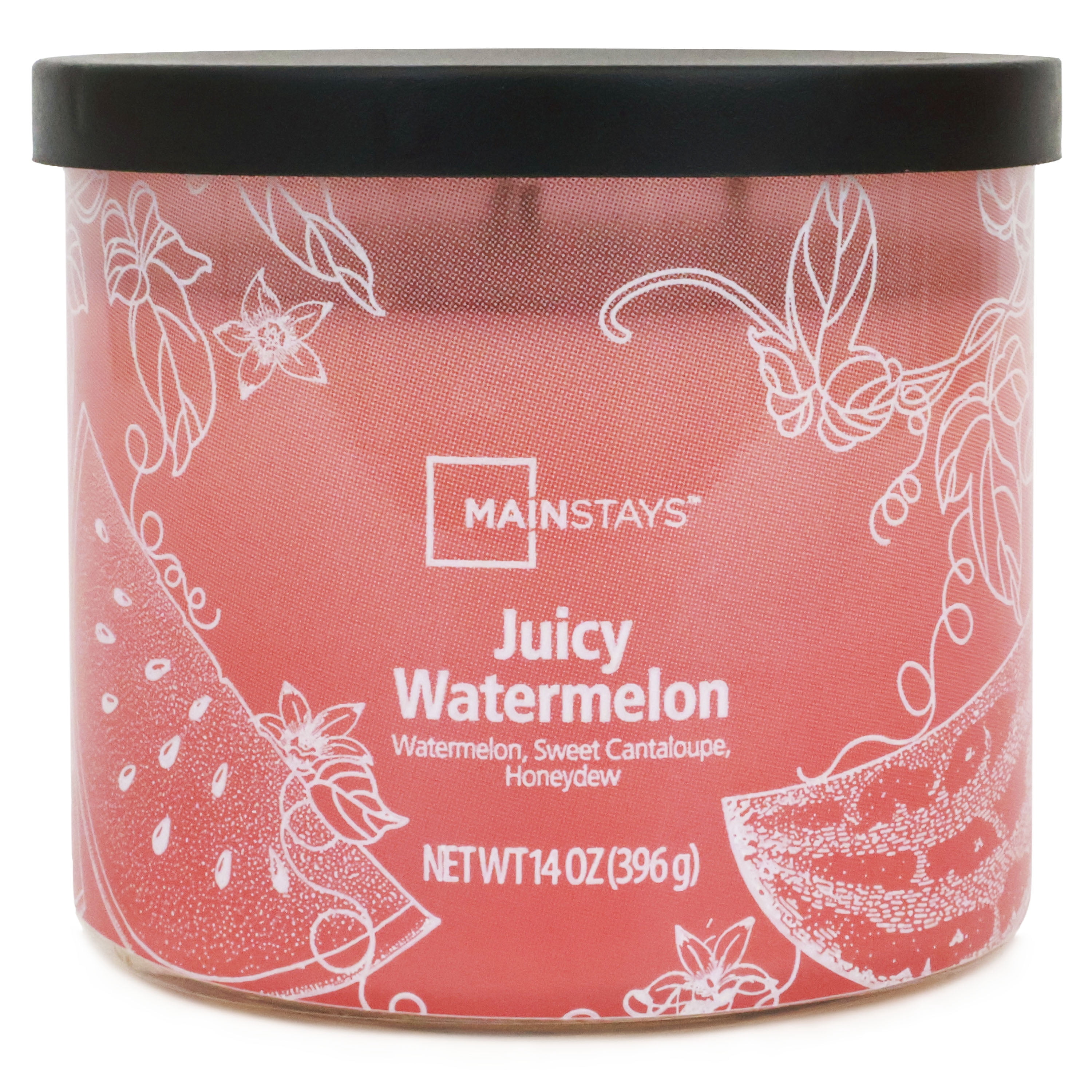 (4 pack) Mainstays 3-Wick Ombre Wrap Juicy Watermelon Candle, 14-Ounce
