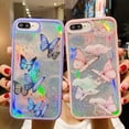 thumbnail image 7 of Girly Case for iPhone SE 2022/3rd Case iPhone SE 2020/2nd iPhone 7 iPhone 8 Case Cute Iridescent Butterfly Design Laser Bling Glitter Girls Women Soft TPU Bumper Drop Protection Cover, Purple, 7 of 7