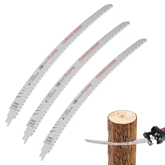 3pcs Arc Edge Reciprocating Saw Blades for Trees, 14.4 Inch 6TPI Pruning Sawzall Blades Set for Tree Trimming, Wet & Green Wood Cutting, Cr-V Steel Wood Cutting Sabre Saw Blades