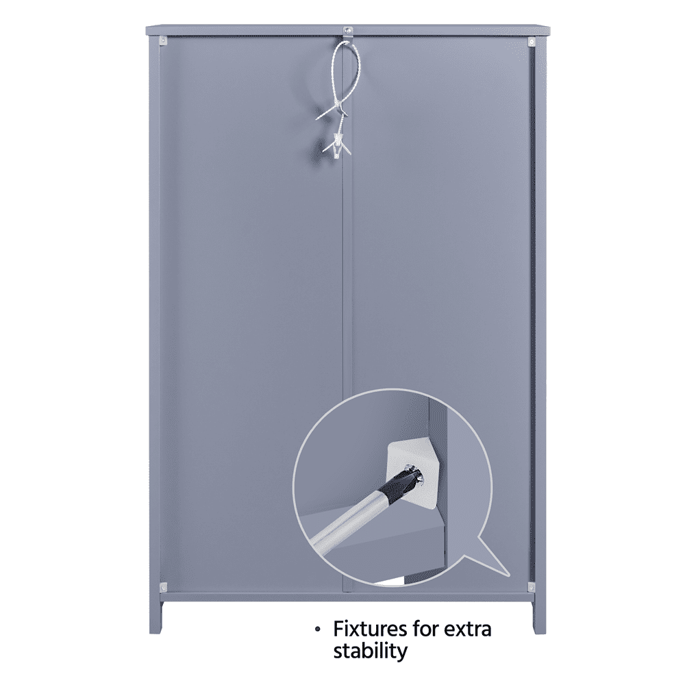 Fullfurnique Bathroom Floor Cabinet with 1 Door and 3 Drawers, Gray