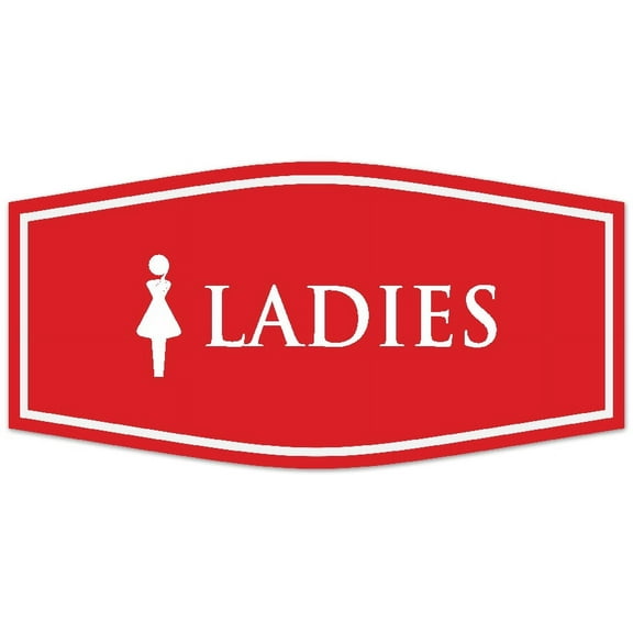 Signs ByLITA Fancy Ladies figurine Sign - Laser-Engraved Lettering | Durable ABS Plastic | Vibrant Colors | Powerful Foam Tape Sign (Red) - Large