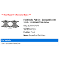 thumbnail image 2 of Front Brake Pad Set - Compatible with 2010 - 2015 BMW 750i xDrive 2011 2012 2013 2014, 2 of 2