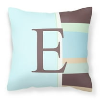 Carolines Treasures CJ1003-EPW1414 Letter E Initial Monogram - Blue Stripes Decorative   Canvas Fabric Pillow 14Hx14W