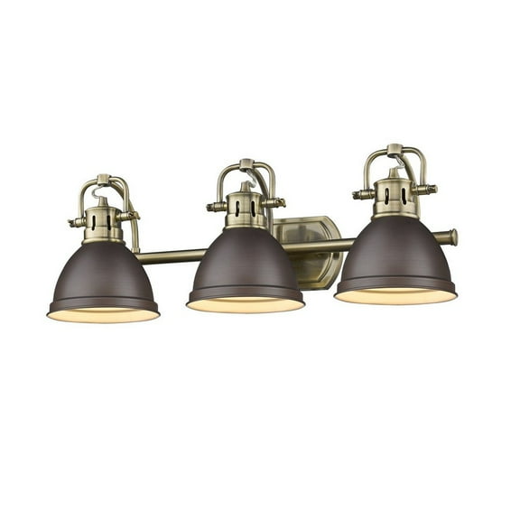 Yep by Golden Lighting Duncan 3-light Vanity in Aged Brass and Rubbed Bronze shade