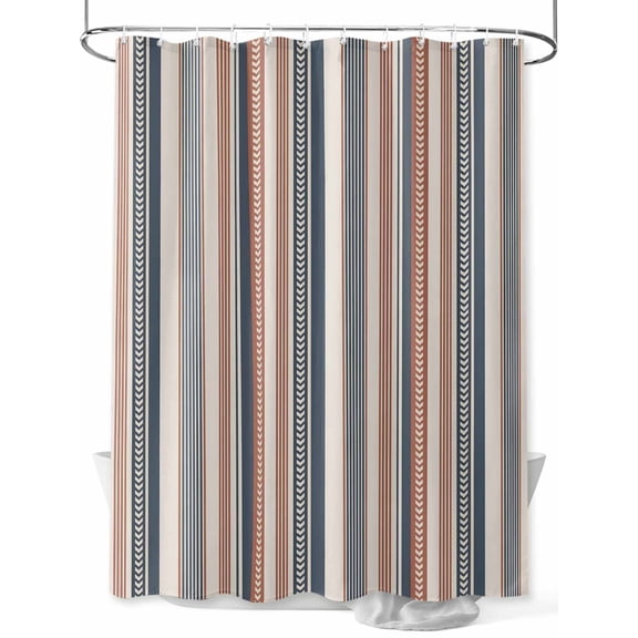 Fsddascl Red Blue Striped Shower Curtain Set - 72" x 78" Washable Bathtub Curtain with 12 Hooks, Boho Vintage Abstract Colorful Striped Waterproof Fabric Stall Shower Curtains for Bathroom/Bathtub