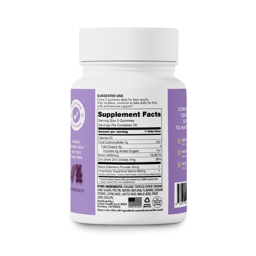 Boobie Bears Elderberry Lactation Gummies, Supporting Lactation with Milk-Boosting Superfoods, 60 Gummies