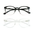 thumbnail image 1 of Blue Light Blocking Glasses, 2 Pack Computer Reading Glasses for Anti Eyestrain，Stylish Oval Frame, Anti Glare(Black Purple + Clear, 1.50 Magnificatiom), 1 of 6
