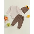 thumbnail image 4 of Baby Boy Girl My First Thanksgiving/Halloween Outfits Turkey/Pumpkin Romper Bodysuit Pants Hat Set Fall Winter Clothes, 4 of 8