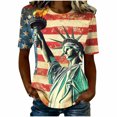 thumbnail image 6 of Xdegoge 4Th of July Patriotic T Shirt for Women USA American Flag Short Sleeve Crew Neck Stars and Stripes Sunflower Print Loose Fit Summer Tops Holiday Celebration Wear, 6 of 6