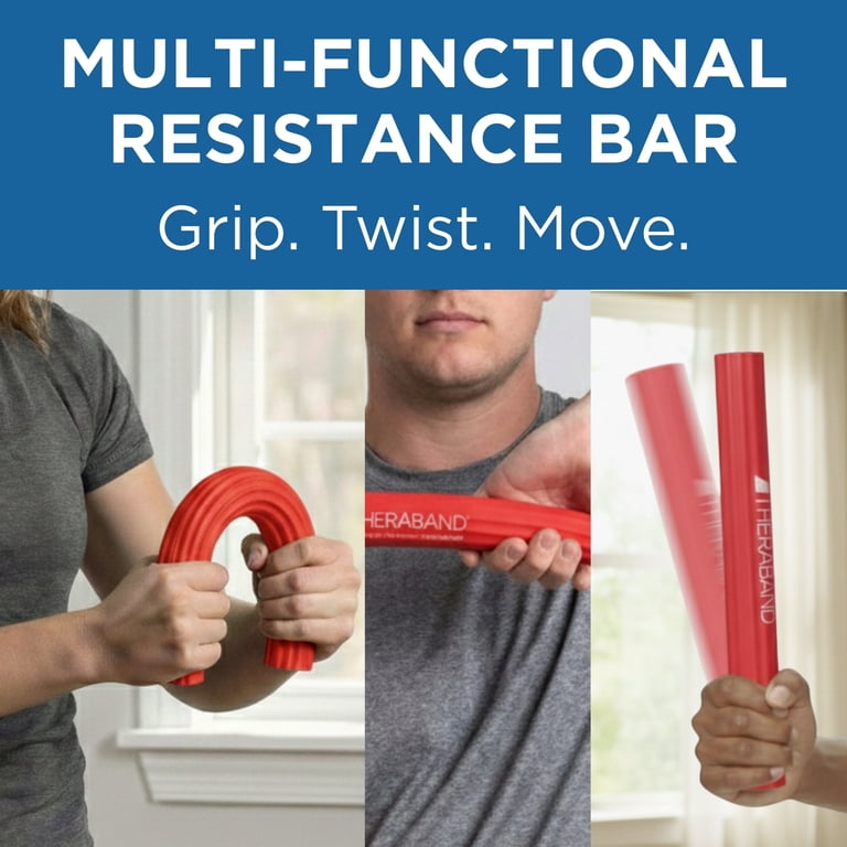 THERABAND FlexBar Resistance Bar, Light, Red, Non Slip Grip