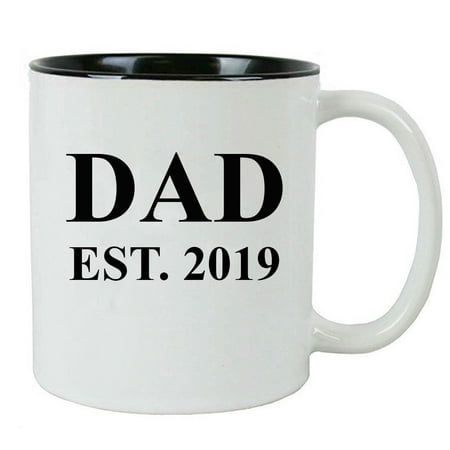 Dad Established Dad EST. 2019 11 Ounce Ceramic Coffee Mug with C-Handle, Black - By (Best Small Dishwasher 2019)