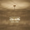 thumbnail image 6 of Gold 2-tier Crystal Chandelier 6-Lights Luxury Crystal Pendant Chandelier 20'' Drum Semi Flush Mount Ceiling Lights for Dining Room Foyer Living Room Bedroom Kitchen, 6 of 7
