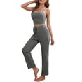 thumbnail image 2 of AMILIEe Women 3 Piece Lounge Set Pajama Set Long Sleeve Loungewear Set Sleepwear,with Cami Top, 2 of 8