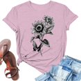 thumbnail image 2 of Liquidation! T-shirts Graphiques Uooqdmx, Chemises Florales pour Femmes, Chemises Tournesol pour Femmes, T-Shirt Décontracté à Manches Courtes et Col Rond pour le Printemps, Hauts de Printemps pour Femmes 2025, Rose P, 2 of 3