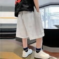 thumbnail image 4 of Boys Baggy Long Shorts Summer Thin Loose Outdoor Hiking Short Pants with Pockets White 11-12Y, 4 of 6