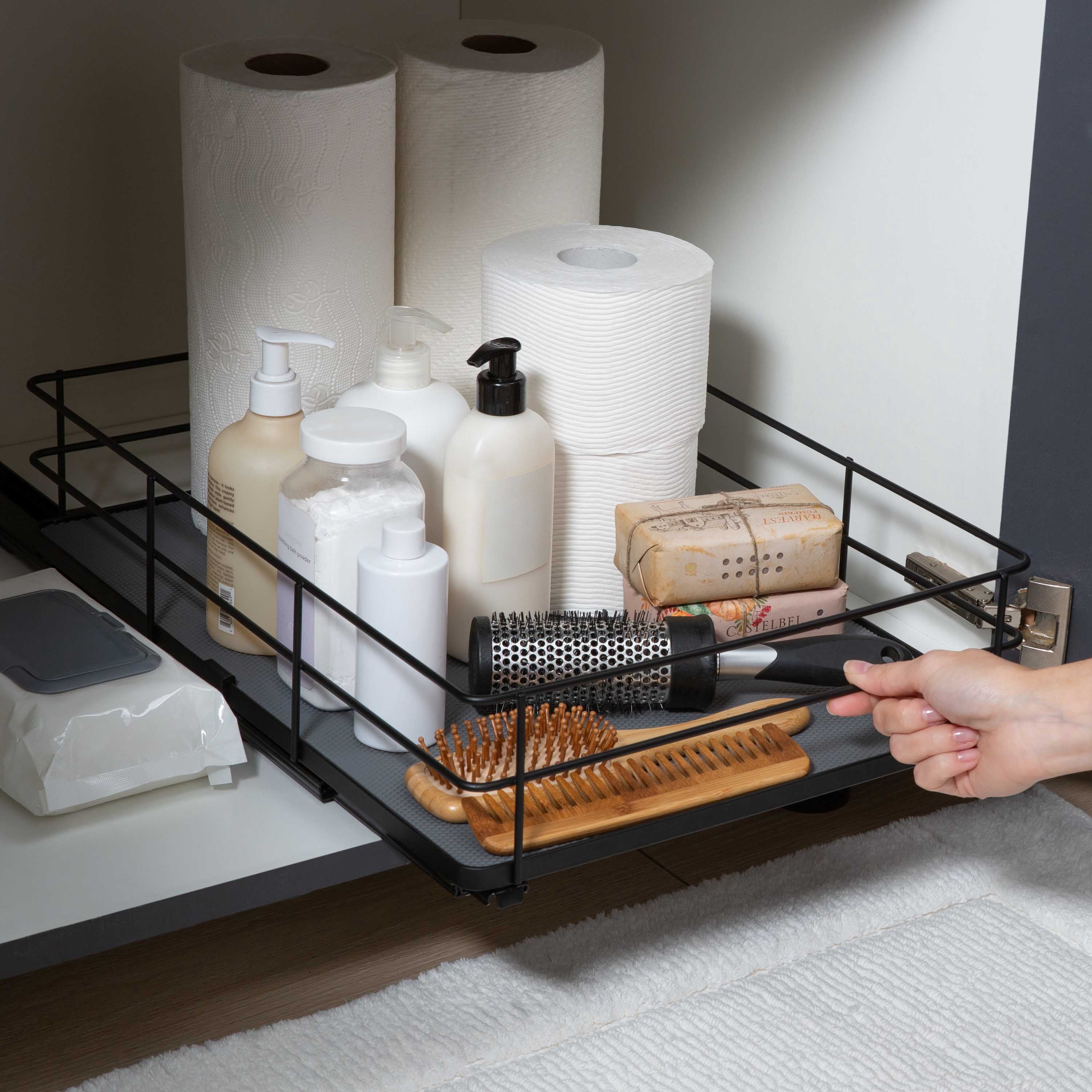 Organize It All Large Slide Out Shelf Organizer in Matte Black