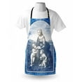 thumbnail image 3 of Renaissance Apron Medieval Middle Ages Mother and Sons on Farm with Antique Frame Artful Print, Unisex Kitchen Bib Apron with Adjustable Neck for Cooking Baking Gardening, Blue Grey, by Ambesonne, 3 of 3