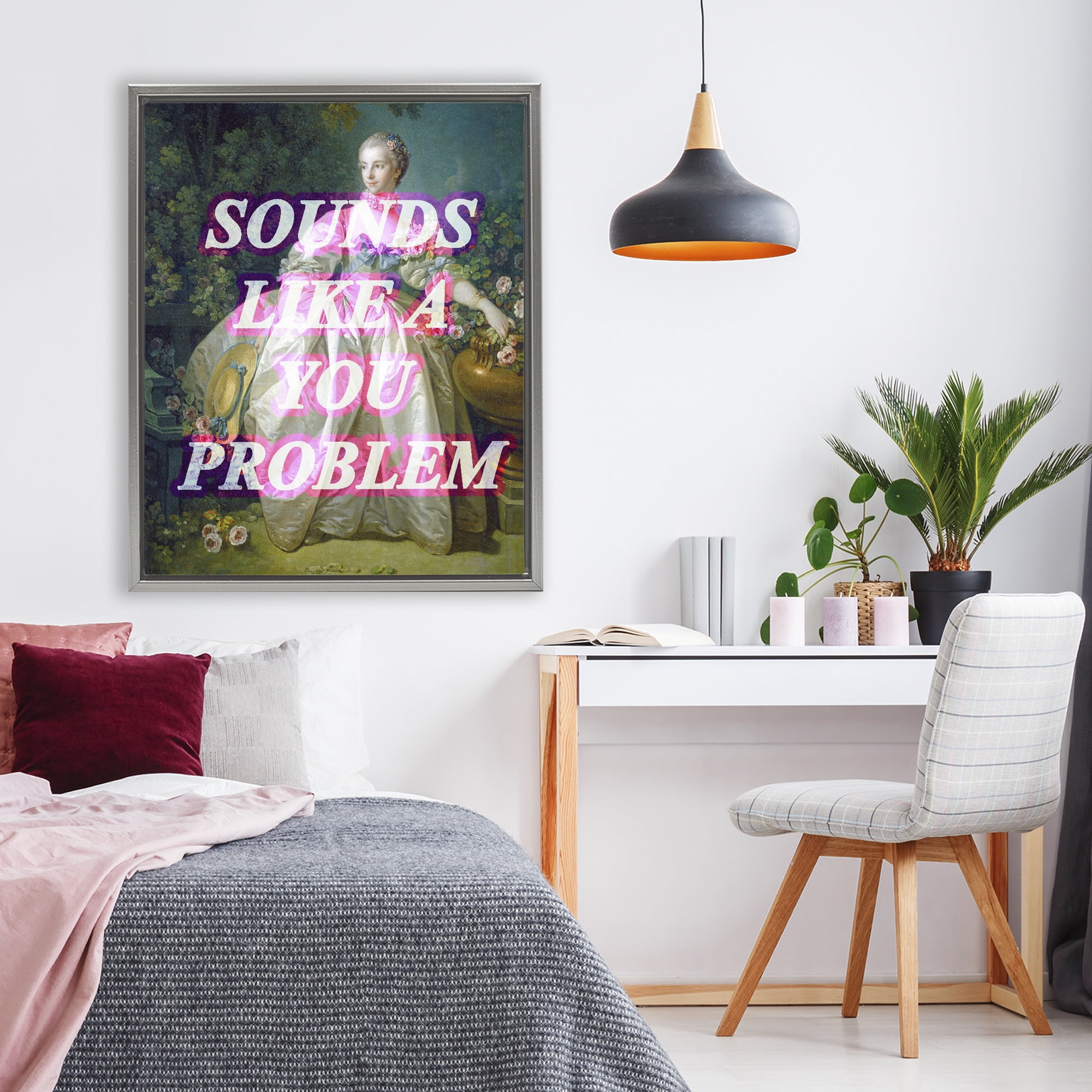 Sounds Like A You Problem Gray Framed Floater Canvas Wall Art, design by Lil' Rue
