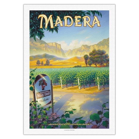 Madera (San Joaquin Valley) Wineries - California Vineyards Wine Country Art by Kerne Erickson - Fine Art Rolled Canvas Print 27in x 40in
