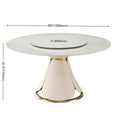 thumbnail image 5 of Montary Round Dining Table,Modern Turntable Marble Dining Table with Lazy Susan,Sintered Stone Tabletop Dining Room Table for 8,White Lotus Terrace Pedestal, 5 of 6