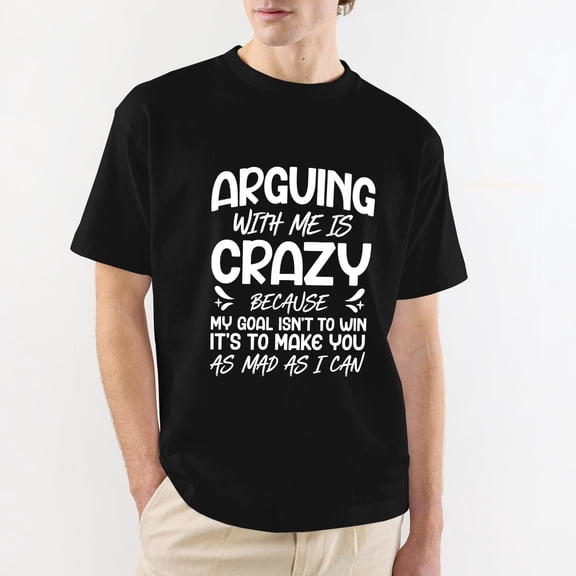 "Arguing with Me Pointless I Knew I Was Wrong" Saying T-Shirt - Lightweight Short Sleeve Tee with Humorous Print, Round Neck Casual Top for &, Gym, Casual - Machine Washable
