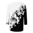 thumbnail image 5 of YLSDY Women's Tunic Dressy T-Shirts Fashion Summer Basic Raglan 3/4 Sleeve Basic Tees Fashion 2024 Trendy Vintage Floral Shirts Boat Neck Tops Slim Fit Active Blouse Workout Black 12, 5 of 5