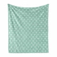 thumbnail image 1 of Floral Soft Flannel Fleece Throw Blanket, Clover Floral Shamrock Pattern Ornament Shabby Form Celtic Graphic, Cozy Plush for Indoor and Outdoor Use, 60" x 80", Turquoise White, by Ambesonne, 1 of 6