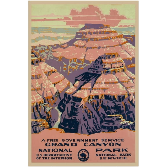 Grand Canyon - Vintage National Park Service Poster (8x12Inches(US/CANonly))