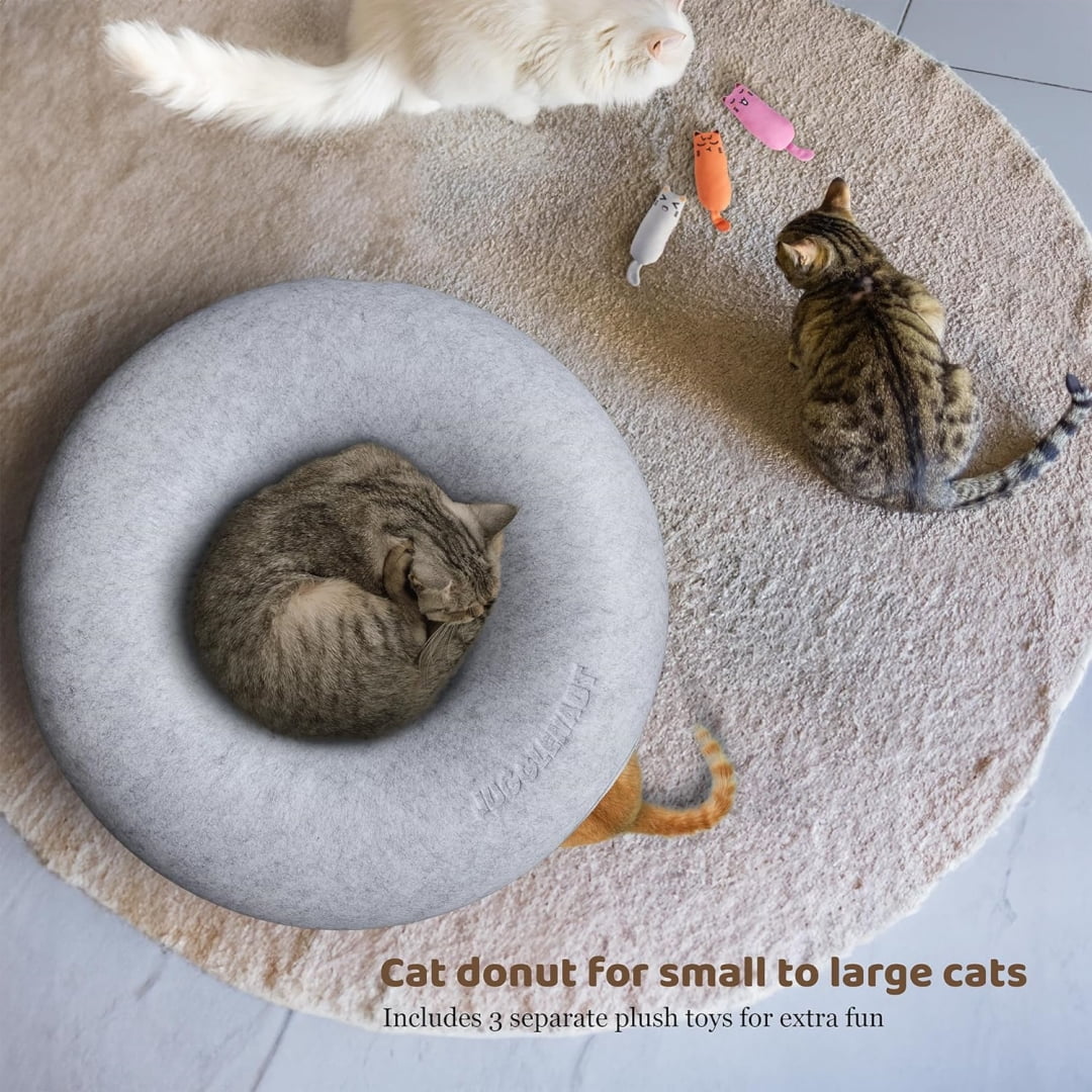 MiserweCat tunnel bed, scratch-resistant donut cat bed, can accommodate medium, small and large cats, detachable and washable (light gray)