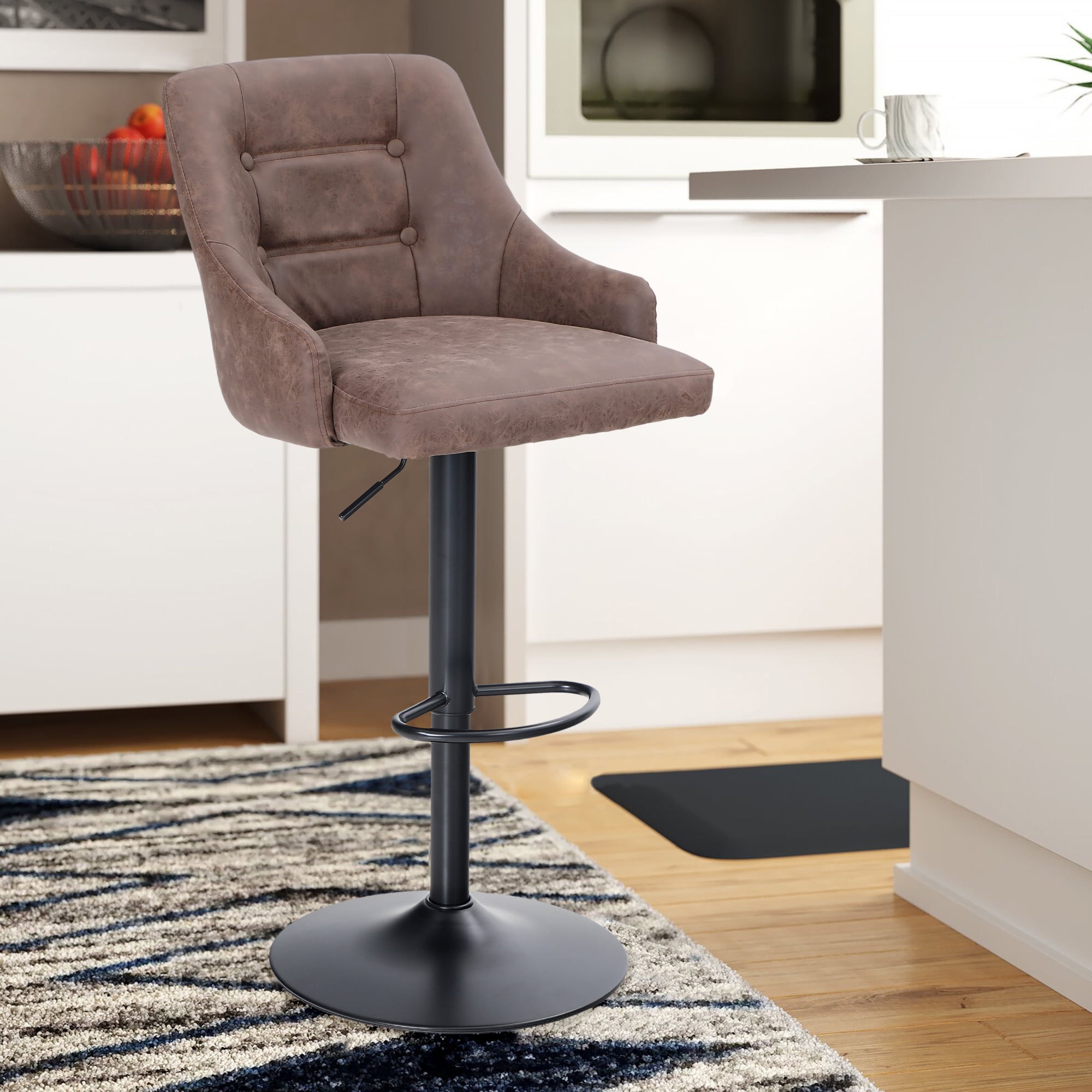 Bar Swivel Stool Adjustable Metal Leather Hydraulic Kitchen Chair Dinning Seat 