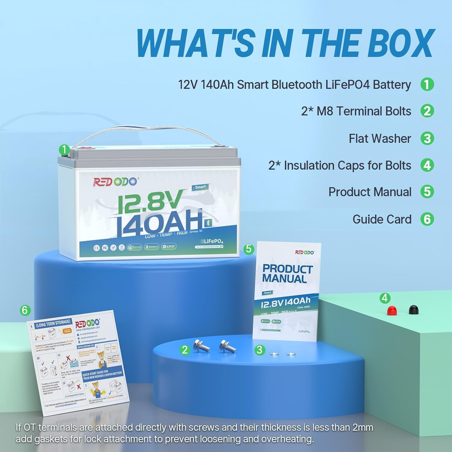 Redodo 12V 140Ah LiFePO4 Battery Smart Bluetooth Group31 Lithium Battery 150A BMS Real-Time Monitoring, Perfect for RVs, Marine, Boat, Solar and off Grid