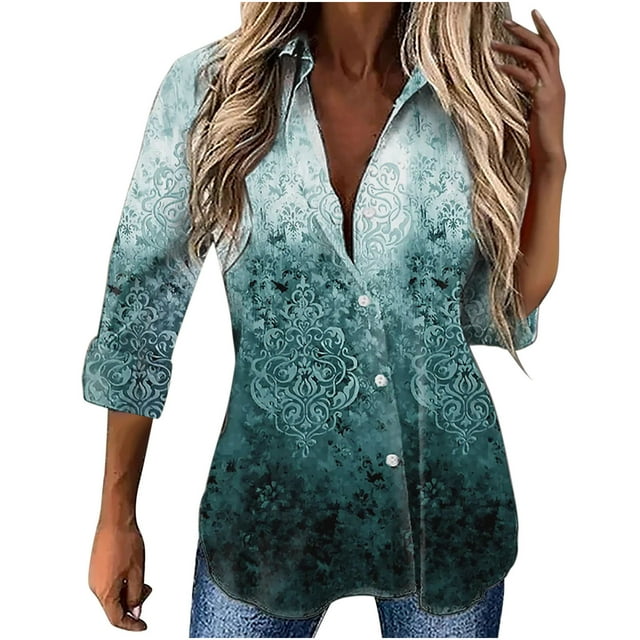 Chemise à Manches Longues Classique Summer Gradient Print Manches Longues Tops