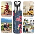 thumbnail image 7 of Yayeee 20oz Insulated Water Bottle Double Wall Stainless Steel with Flip Straw Lid, Red Floral Flamingo, 7 of 7