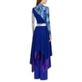 thumbnail image 5 of Aislor Women's Liturgical Praise Dance Outfits Camouflage Print Dress with Wide Leg Pants Worship Dancewear Blue L, 5 of 7