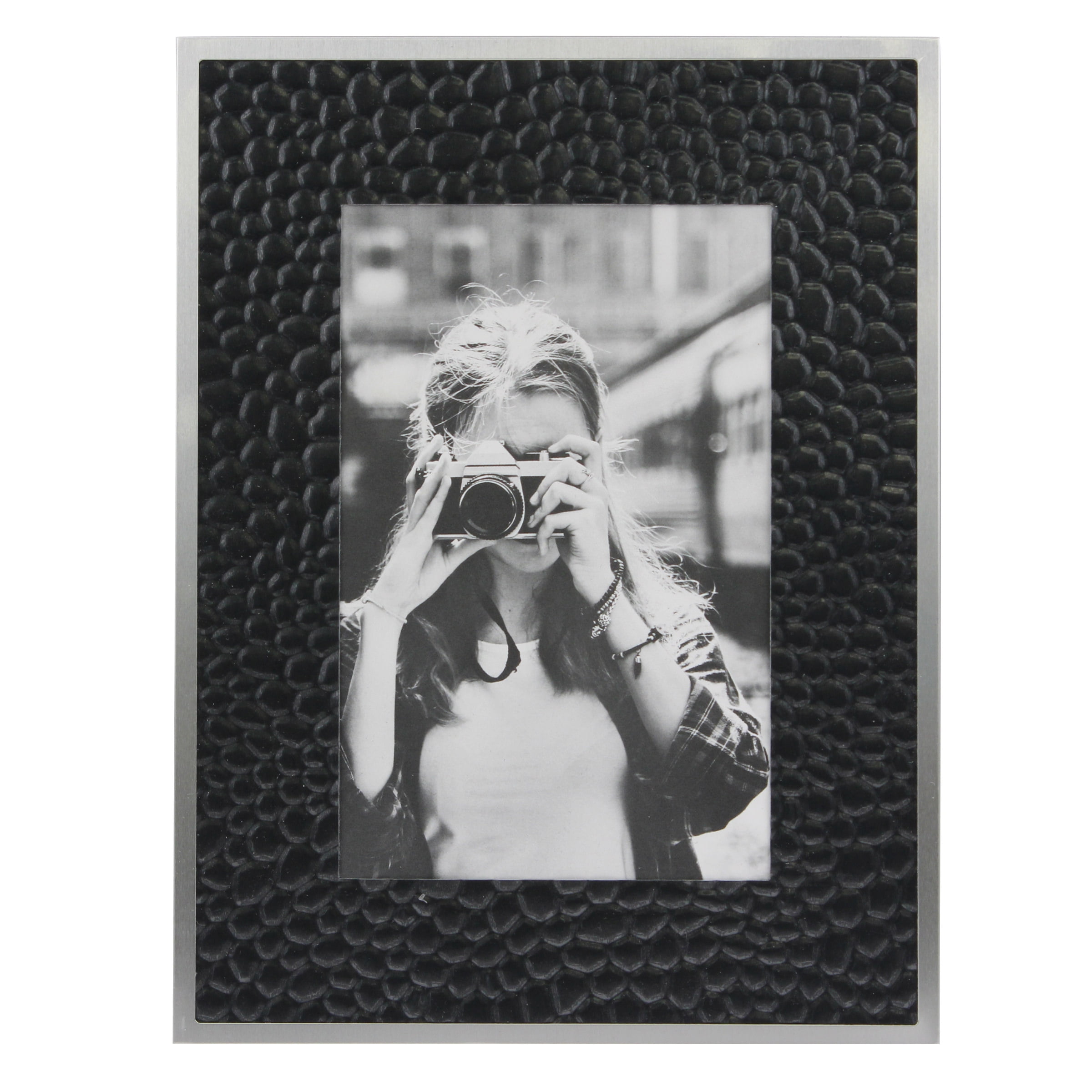 Stonebriar Collection Black Metal 4x6 Photo Frame With Silver Trim