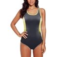 thumbnail image 1 of Womens Color Block Print One Piece Swimsuits Athletic Training Swimwear Bathing Suits, 1 of 4