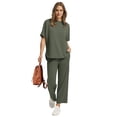 thumbnail image 3 of Ronuti Two Piece Sets for Women Summer Outfits Oversized Wide Leg Crop Pants Lounge Sets Airport Beach Vacation Clothes, 3 of 9