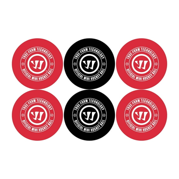 Warrior True Form Mini or Knee Hockey Balls - 3 Red and 3 Black - 2" Balls Indoor All Ages Unisex